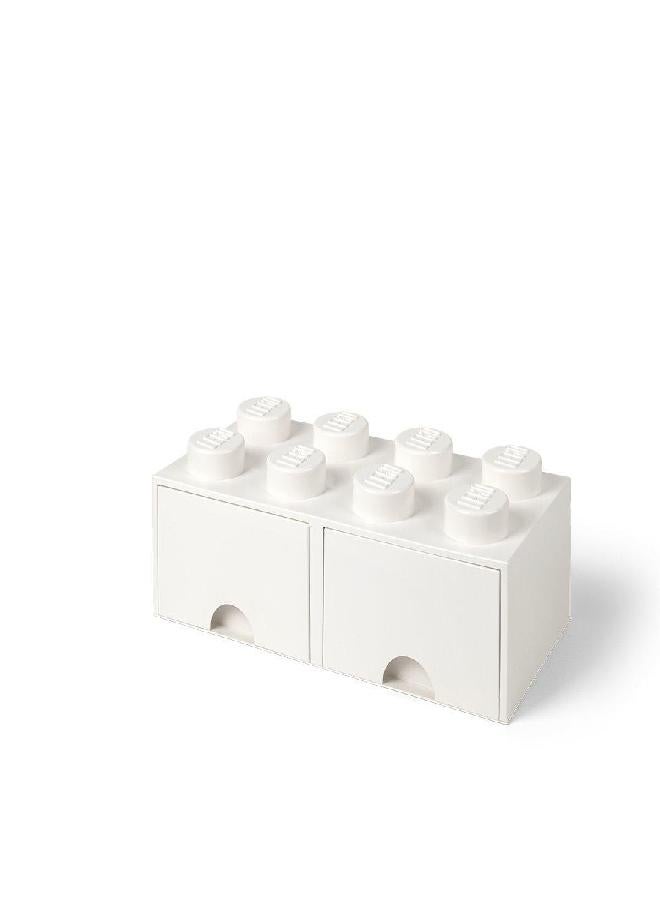 Room Copenhagen Room Copenhagen LEGO Brick Drawer, 8 Knobs, 2 Drawers, Stackable Storage Box, White  - Image 3