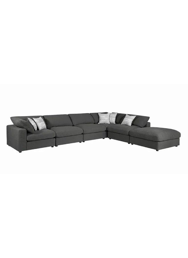 Homzmart Swedish Wood and Linen L-Shape Sofa - Grey  - Image 3