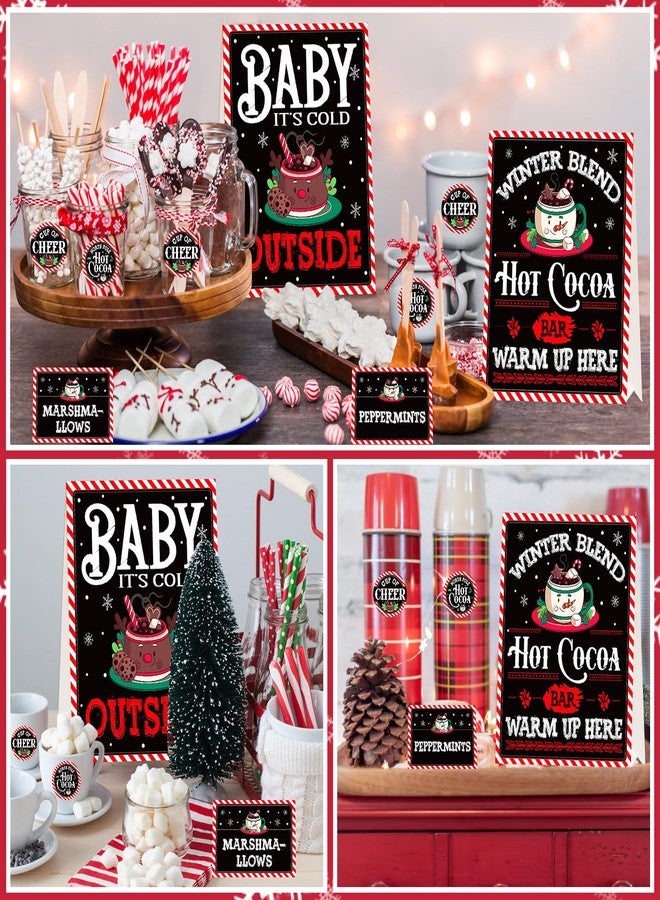 WhatSign Hot Cocoa Bar Kit - Bar Decor Banner Signs Toppings Labels Cup Tags Stickers Hot Cocoa Bar Baby Its Cold Outside Baby Shower Winter Wonderland Christmas Decorations - Image 5