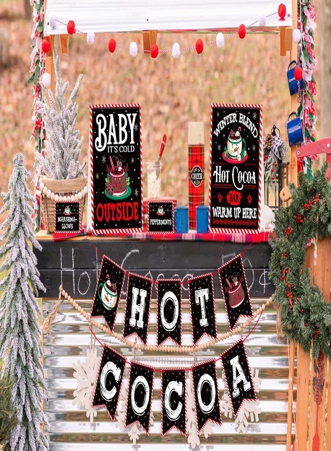 WhatSign Hot Cocoa Bar Kit - Bar Decor Banner Signs Toppings Labels Cup Tags Stickers Hot Cocoa Bar Baby Its Cold Outside Baby Shower Winter Wonderland Christmas Decorations - Image 3