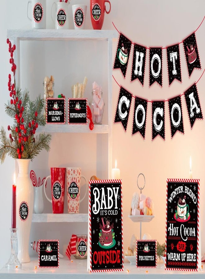 WhatSign Hot Cocoa Bar Kit - Bar Decor Banner Signs Toppings Labels Cup Tags Stickers Hot Cocoa Bar Baby Its Cold Outside Baby Shower Winter Wonderland Christmas Decorations - Image 2