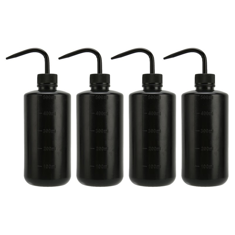 Tattoo Squeeze Wash Bottle 500ml Black Curved Nozzle - Scale Line Tattoo Water Squirt Bottle for Professional Tattoo Artists & Tattoo Aftercare Use - Image 1