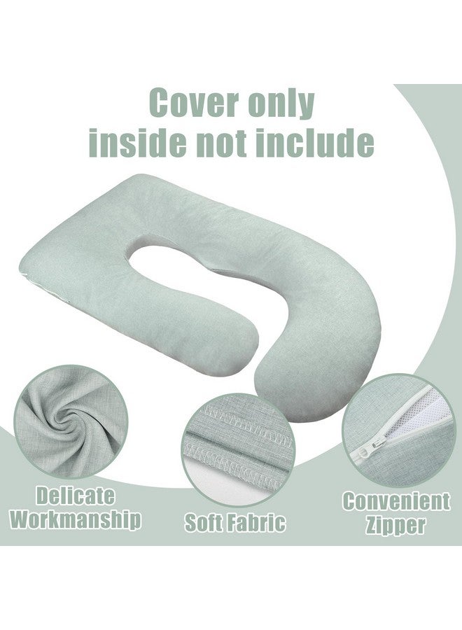 TANOFAR Pregnancy Pillow Cover J Shaped(ONLY Pillowcase), Super Soft Pillowcase Replacement Cover for Maternity Pillow, with Large Sized Zipper, Fits 55/58 Inch Pregnant Pillow, Green - Image 2
