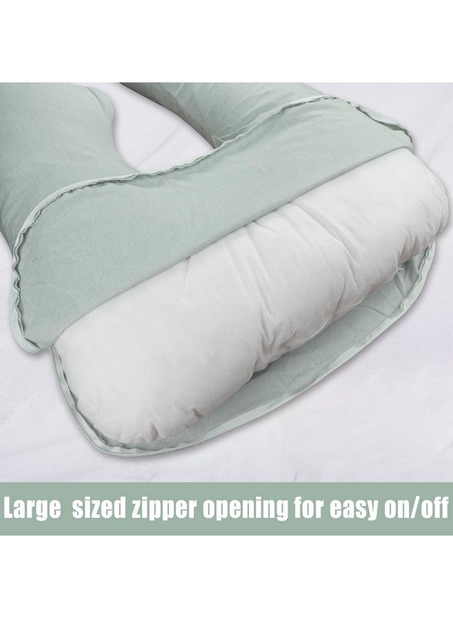 TANOFAR Pregnancy Pillow Cover J Shaped(ONLY Pillowcase), Super Soft Pillowcase Replacement Cover for Maternity Pillow, with Large Sized Zipper, Fits 55/58 Inch Pregnant Pillow, Green - Image 5