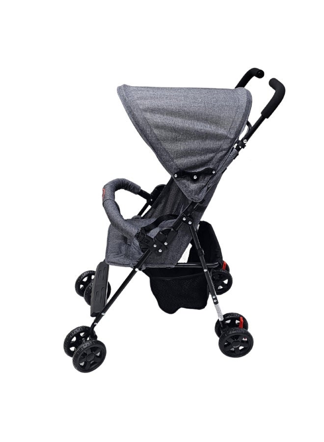 اس ام ار كيدز عربة أطفال خفيفة قابلة للطي، رمادي، مع مظلة واسعة، حزام أمان، وسلة تخزين، مناسبة للأطفال من 6 أشهر حتى 3 سنوات - Image 4