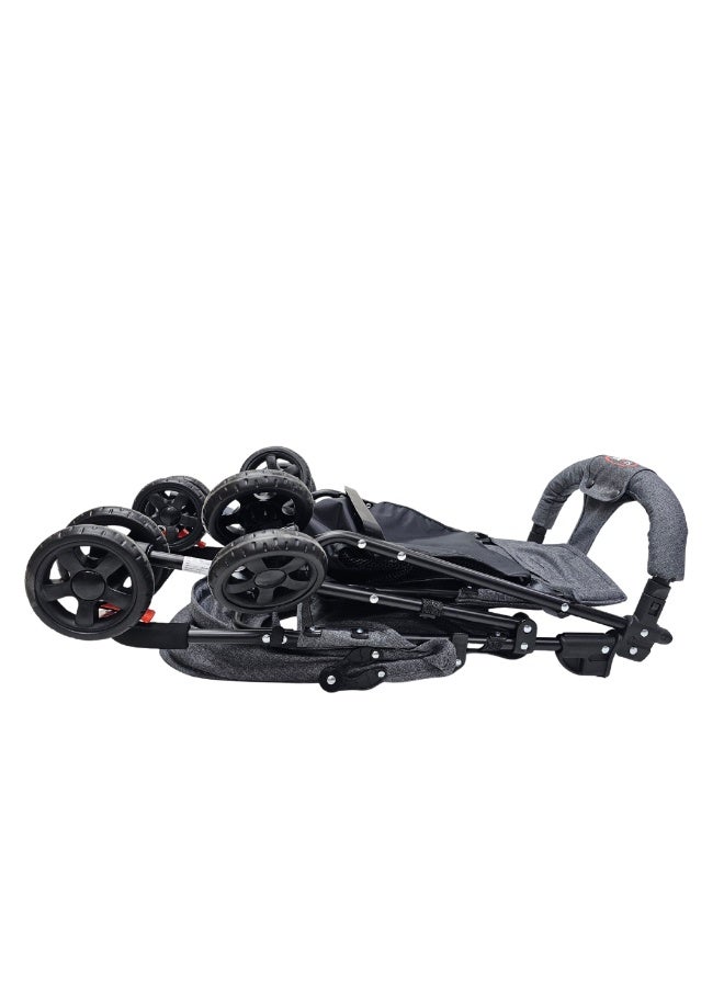 اس ام ار كيدز عربة أطفال خفيفة قابلة للطي، رمادي، مع مظلة واسعة، حزام أمان، وسلة تخزين، مناسبة للأطفال من 6 أشهر حتى 3 سنوات - Image 5