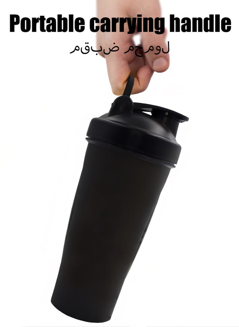 ليون هوم كأس شرب للرياضة واللياقة البدنية كأس خلط مسحوق البروتين المخفوق، كأس خلط البروتين الهزاز، كوب مانع للتسرب لمخفوق البروتين مع خلاط معدني، مثالي لخلط المكملات الغذائية، 600 مل - 700 مل - Image 3