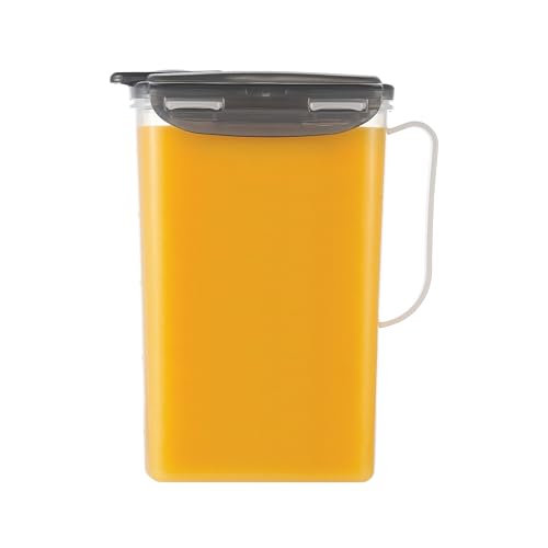 LocknLock Aqua Fridge Door Water Jug with Handle BPA Free Plastic Pitcher with Flip Top Lid Perfect for Making Teas and Juices, 2 Quarts, Gray - Image 1