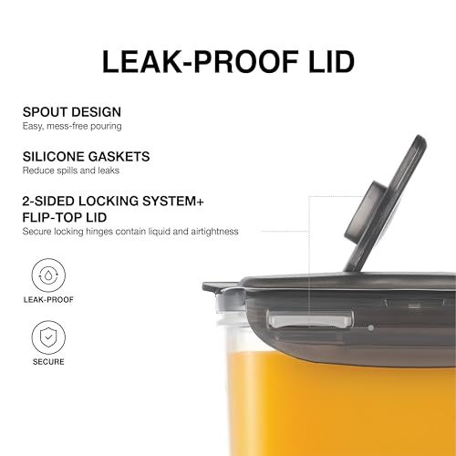 LocknLock Aqua Fridge Door Water Jug with Handle BPA Free Plastic Pitcher with Flip Top Lid Perfect for Making Teas and Juices, 2 Quarts, Gray - Image 2