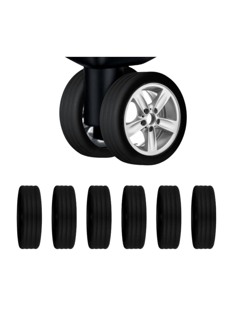Norvox Luggage Wheel Cover Set of 8 in Black, Silicone Suitcase Tyre Protector for Spinner Wheels, Noise Reducing Anti Scratch Travel Wheel Guards, Universal Fit Washable Reusable - Image 1
