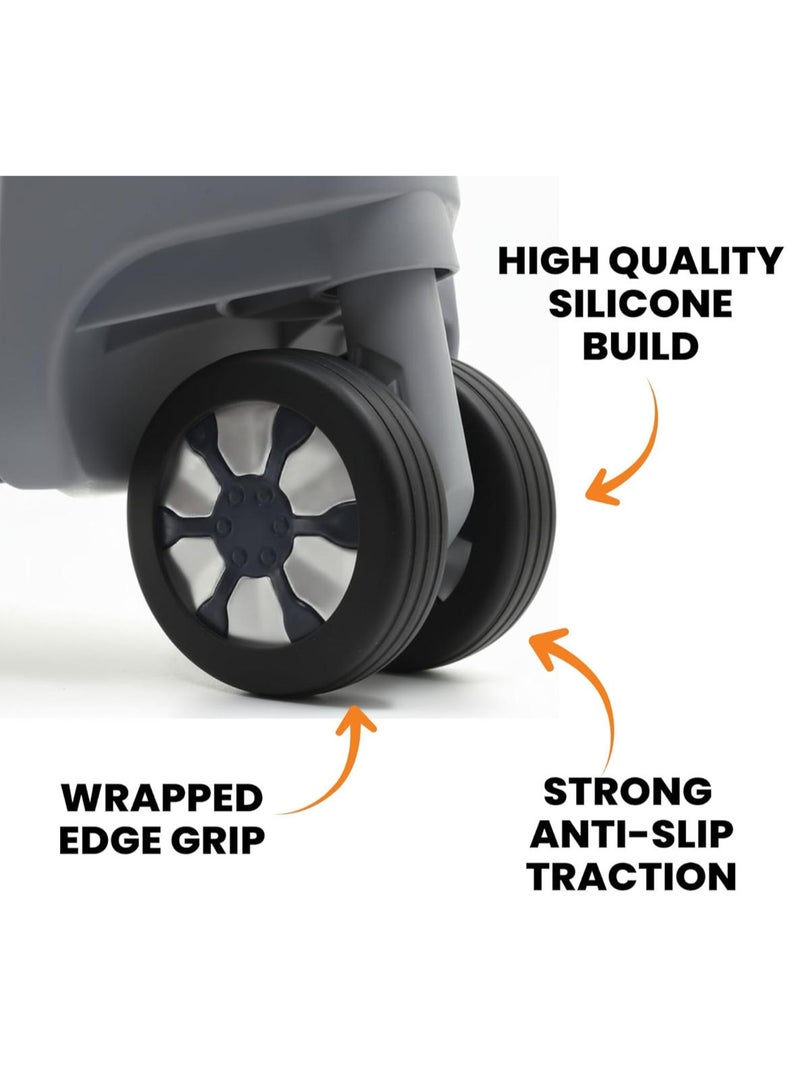Norvox Luggage Wheel Cover Set of 8 in Black, Silicone Suitcase Tyre Protector for Spinner Wheels, Noise Reducing Anti Scratch Travel Wheel Guards, Universal Fit Washable Reusable - Image 2