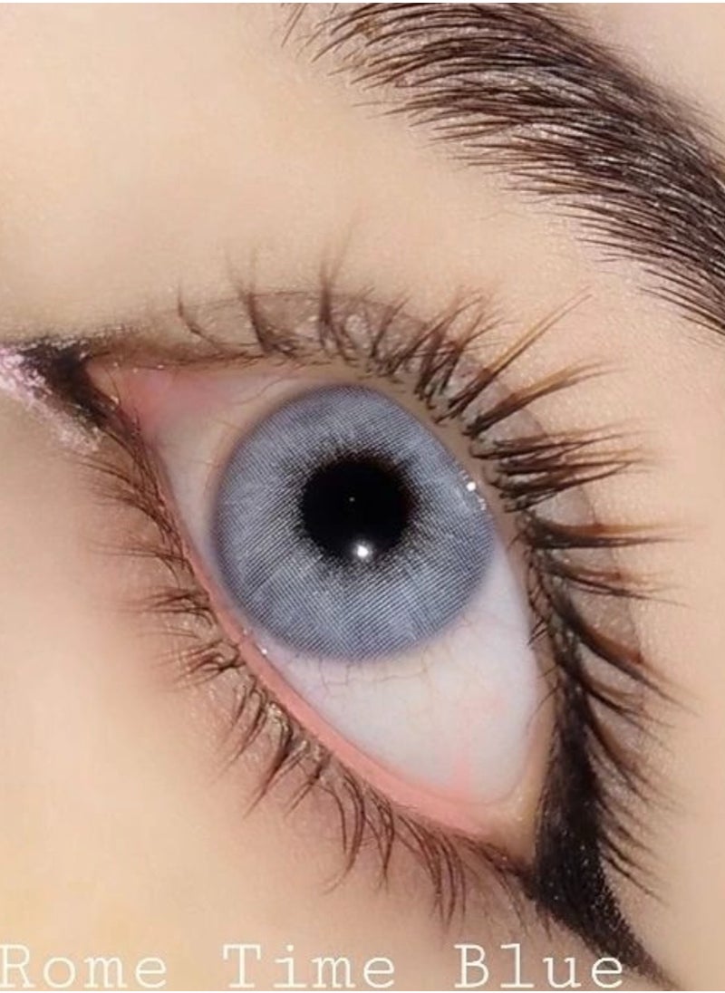 Unibling - Rome Time Blue Yearly Colored Contact Lenses, Unisex Cosmetic Contact Lenses, Enlargement Collection, Light Blue, With Case - Image 1