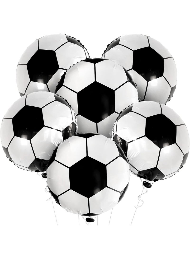 Soccer Balloons for Soccer Party Decorations – Large 18-Inch Football Ball Foil Balloons for Sports Theme Birthday & Event Decor (Pack of 6) - Image 1