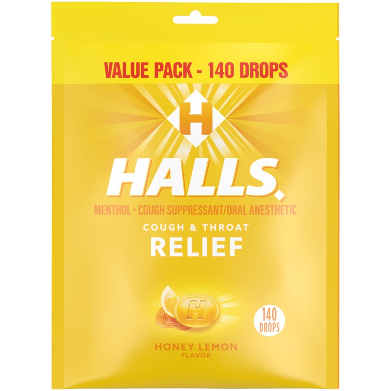Halls Relief Honey Lemon Cough Drops Value Pack 140 Drops