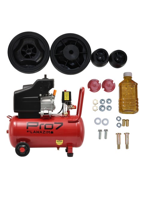 Pro7 Air Compressor -25L- BS Plug Industrial Electric Reciprocating (Piston) Compressed Air System Tank with High Air Flow and Low noise - for Workshops Automotive Inflation Garage and DIY Projects