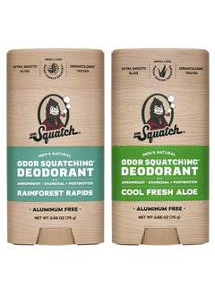 Dr. Squatch Natural Deodorant For Men - Odor-Squatching Men'S Deodorant Aluminum Free - Rainforest Rapids + Cool Fresh Aloe (2.65 Oz, 2 Pack)  - Image 1
