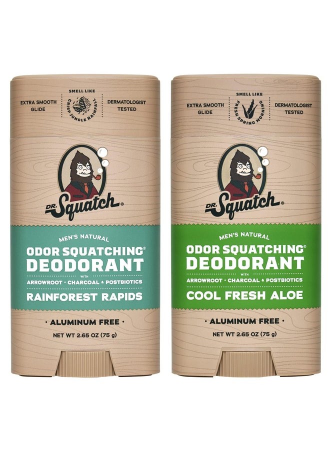 Dr. Squatch Natural Deodorant For Men - Odor-Squatching Men'S Deodorant Aluminum Free - Rainforest Rapids + Cool Fresh Aloe (2.65 Oz, 2 Pack)  - Image 1