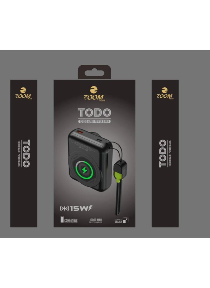 زوم بلس ZOOM PLUS TODO ZP444 – بنك الطاقة الأفضل بسعة 10000 مللي أمبير/ساعة للشحن السريع واللاسلكي - Image 2