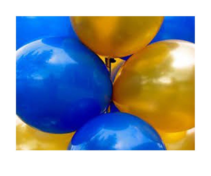 AMFIN® 10 Inch (Pack of 50) Light Blue & Golden Metallic Balloons with Ribbon for Weddings, Engagement, Baby Shower, 1st Birthday, Anniversary Party, Theme Party Decorations/Home Decoration Balloon - Image 3