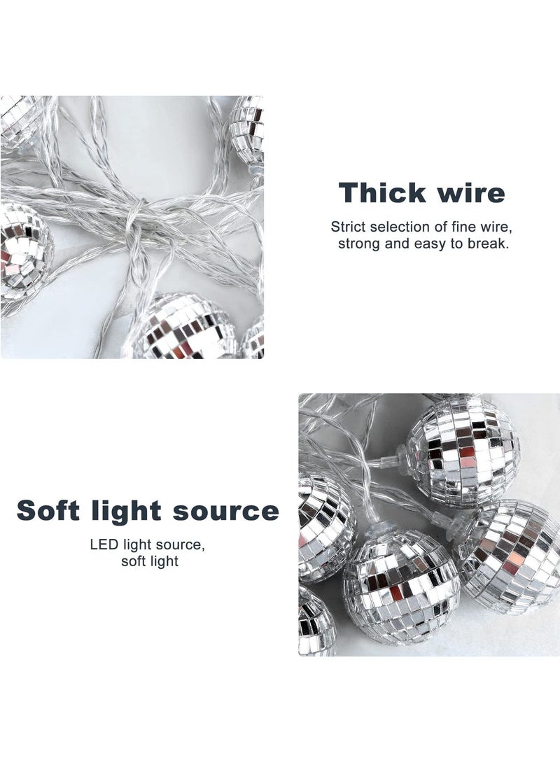 Excefore - Led Disco Ball String Lights, 20 Pcs Mirror Led Party Light Glass Ball Light Decorative Light String with Remote Control for Indoor Outdoor Patio Party Yard Garden Kids Bedroom Living Dorm (Yellow) - Image 1