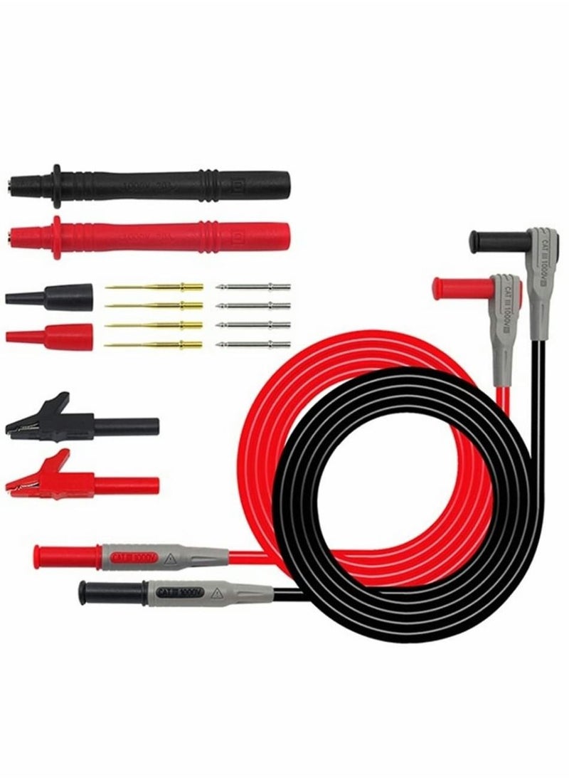 SYOSI Electronic Digital Multimeter Test Leads Kit, Crocodile Clips Replaceable Probe Tips Set Multifunctional Lead Wire Kit  - Image 1