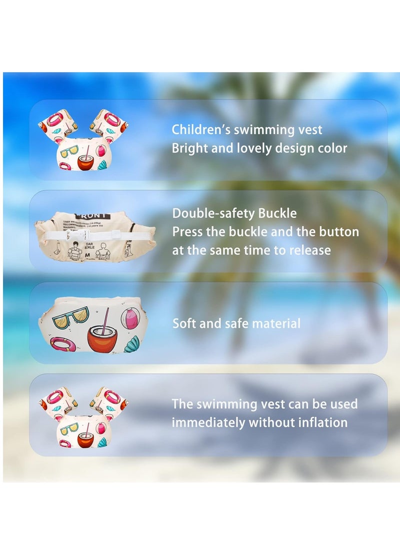 SYOSI Toddler Swim Vest for Kids 1-5 Years Old 30-55 lbs Boy and Girl Learn-to-Swim Adjustable Strap Swimming Jacket Water Wings for with lovely Cartoon Children's Swimming Pool Pale Pink Coconut - Image 5