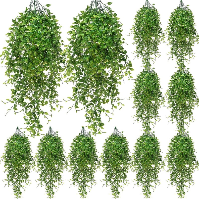 Hoteam 12 Pcs Artificial Hanging Plants Fake Ivy Vines with Fake Leaves for Living Room Decor Indoor Outdoor Decorations for Patio Artificial Plants Greenery for House Wall, No Baskets(Ivy) - Image 1