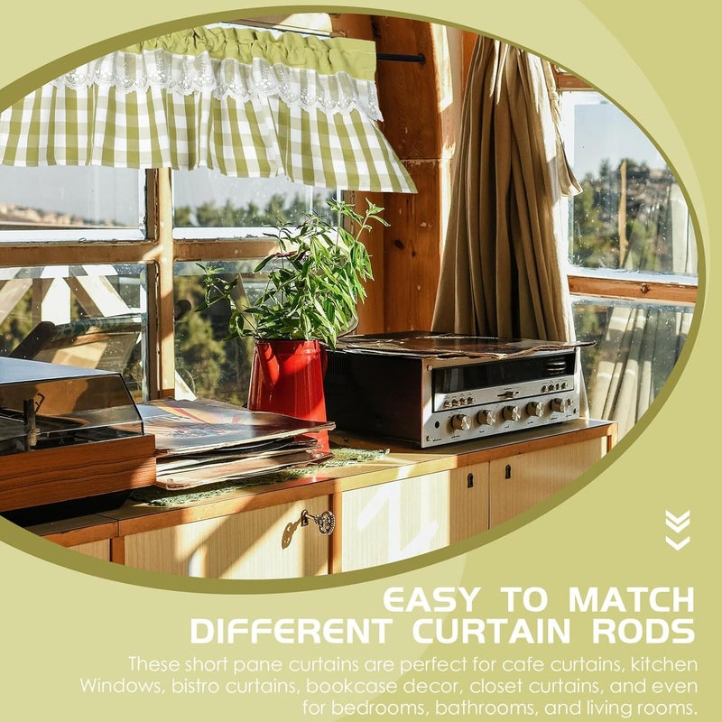 Suburban residential ship Lace Curtain Tiers for Small Windows Yellow Green Short Kitchen Window Valance 130x41cm Decorative Sheer Drapes for Home Regulated warehouse storage Local available supply General compatible practical design Full village delivery cover Sand resistant Locally packed stock Ready post purchase fulfill Global standard quality Easy assemble Fade proof Lightweight Stackable design Natural tone color options Pre-stock well-packed goods Economical upgraded quality Simple upgraded construction High precision lightweight material Stable inert material Diverse purchase options Quick use-switch compatible build Wide range compatible material Leakproof sealed Flexible trendy construction Global assorted color picks - Image 5