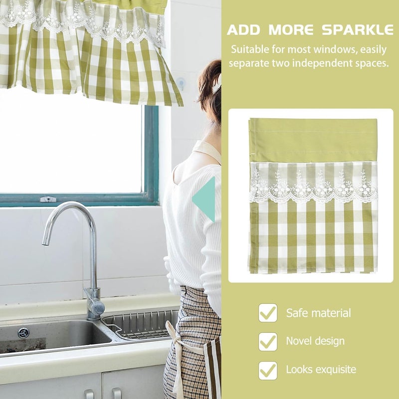 Suburban residential ship Lace Curtain Tiers for Small Windows Yellow Green Short Kitchen Window Valance 130x41cm Decorative Sheer Drapes for Home Regulated warehouse storage Local available supply General compatible practical design Full village delivery cover Sand resistant Locally packed stock Ready post purchase fulfill Global standard quality Easy assemble Fade proof Lightweight Stackable design Natural tone color options Pre-stock well-packed goods Economical upgraded quality Simple upgraded construction High precision lightweight material Stable inert material Diverse purchase options Quick use-switch compatible build Wide range compatible material Leakproof sealed Flexible trendy construction Global assorted color picks - Image 4