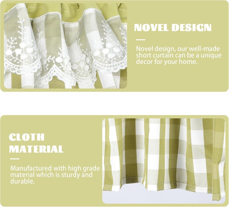Suburban residential ship Lace Curtain Tiers for Small Windows Yellow Green Short Kitchen Window Valance 130x41cm Decorative Sheer Drapes for Home Regulated warehouse storage Local available supply General compatible practical design Full village delivery cover Sand resistant Locally packed stock Ready post purchase fulfill Global standard quality Easy assemble Fade proof Lightweight Stackable design Natural tone color options Pre-stock well-packed goods Economical upgraded quality Simple upgraded construction High precision lightweight material Stable inert material Diverse purchase options Quick use-switch compatible build Wide range compatible material Leakproof sealed Flexible trendy construction Global assorted color picks - Image 3