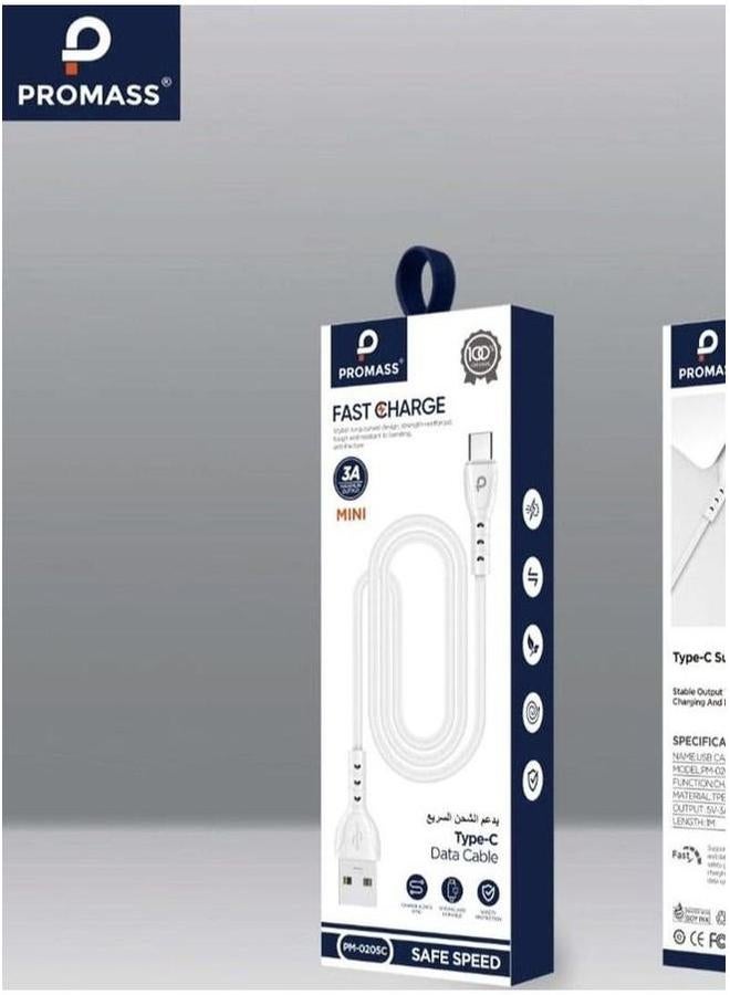 بروماس كابل شحن ريبل تايب سي بطول متر واحد يدعم الشحن السريع 3A - Image 1