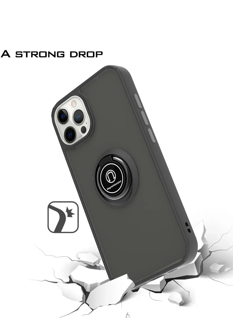 Wtech Apple iPhone 15 Pro Max 2023 Finger Grip Magnetic Hold Kickstand Ring Finger With Built-In Iron Case Cover (MCRHSN) - Black - Image 2