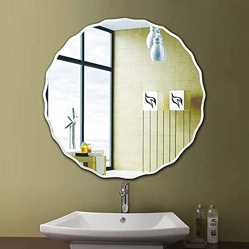 TINITALO Frameless Decorative Mirror | Mirror Glass for Wall | Mirror for Bathrooms | Mirror in Home | Mirror Decor | Mirror Size : 24 X 24 Inch QG 87, Round, Unframed, Silver - Image 1