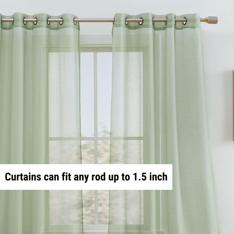 HLC.ME 2 Piece Semi-Sheer Voile Window Curtain Grommet Panels for Bedroom & Living Room - (54" W x 84" L, Sage Green) - Image 3