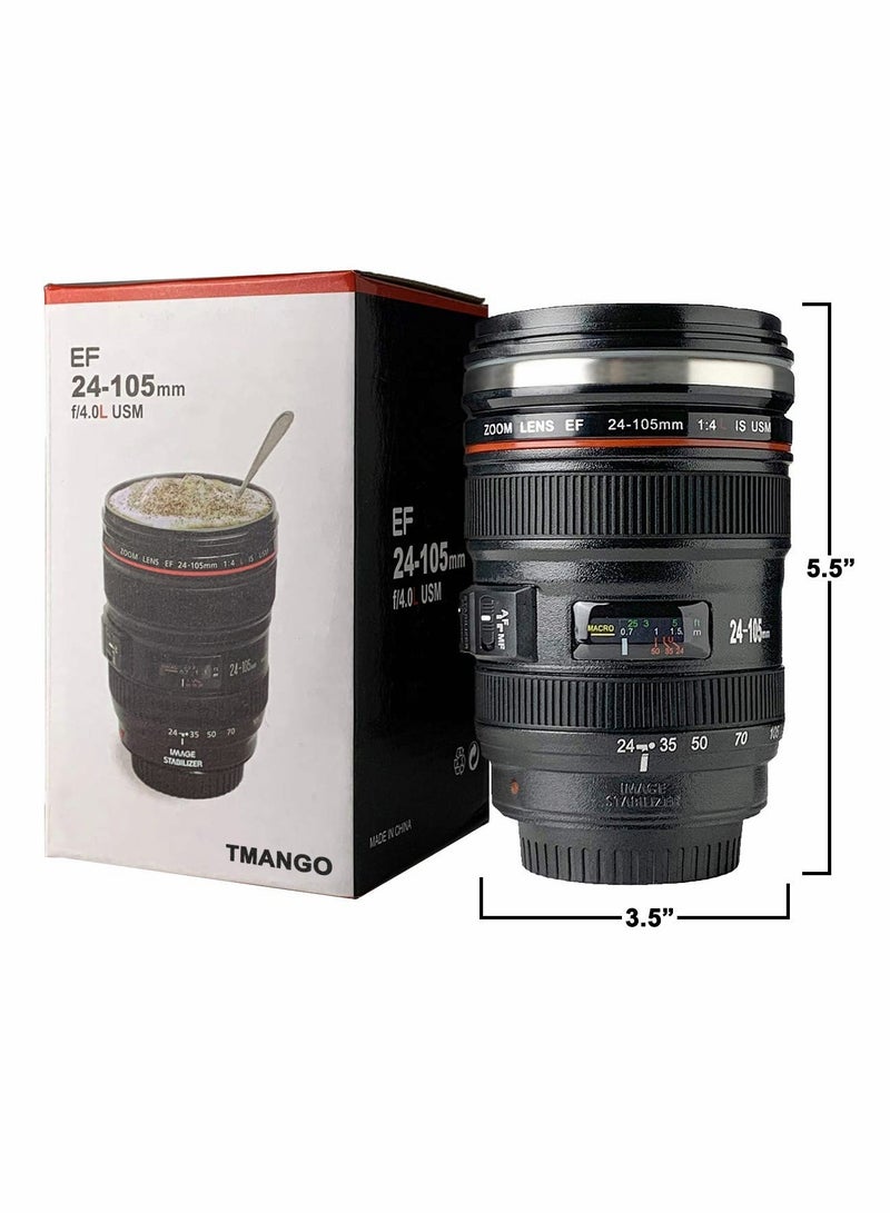 SYOSI Camera Lens Coffee Mug With Lid, Photo Coffee Cup, Stainless Steel Thermos Lens Mug Leak Proof For Photographer Lovers Present  - Image 4