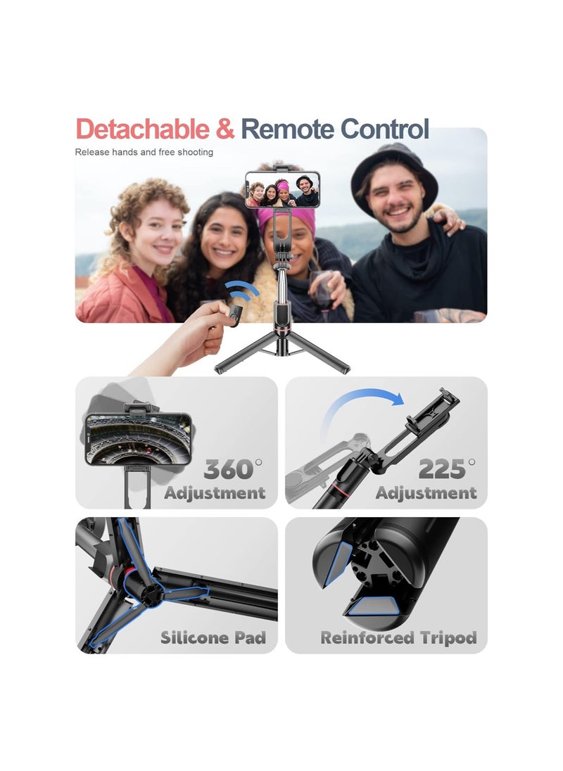 KASTWAVE - Extendable Selfie Stick Tripod with LED Fill Light, All in One Phone Tripod Integrated with Wireless Remote, Compatible with iPhone Android Devices for Selfie/Video Recording/Photo - Image 1