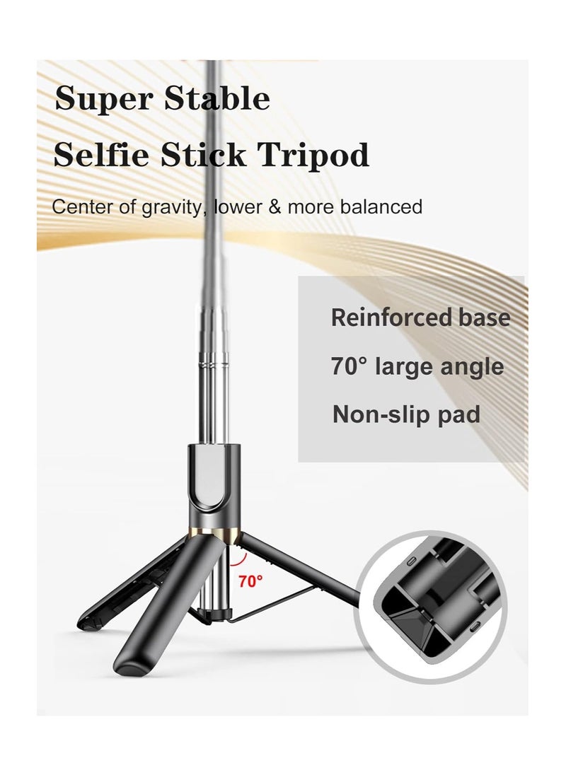 KASTWAVE - Extendable Selfie Stick Tripod with LED Fill Light, All in One Phone Tripod Integrated with Wireless Remote, Compatible with iPhone Android Devices for Selfie/Video Recording/Photo - Image 1