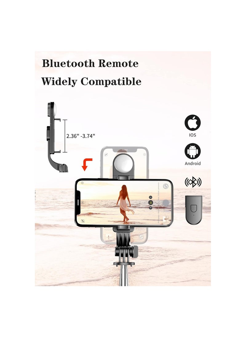 KASTWAVE - Extendable Selfie Stick Tripod with LED Fill Light, All in One Phone Tripod Integrated with Wireless Remote, Compatible with iPhone Android Devices for Selfie/Video Recording/Photo - Image 1