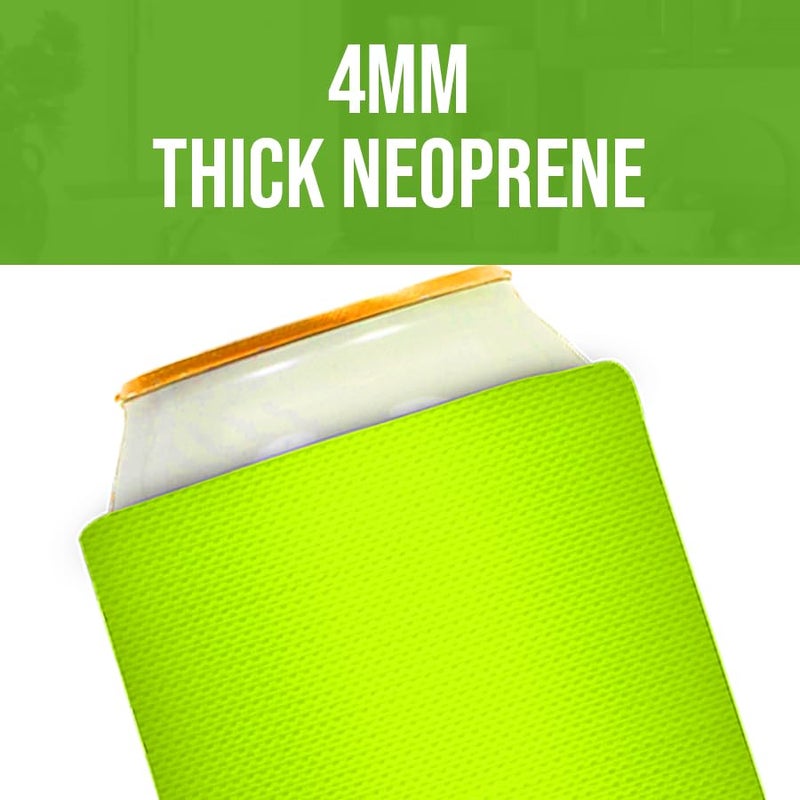 QualityPerfection Magnetic Can Cooler Sleeve  3 Magnets Neoprene Beer 12 oz Regular size 4mm Thickness Insulated  Collapsible For DIY Customizable  Favors  Parties  Events Set of 2 (Neon Green) - Image 3