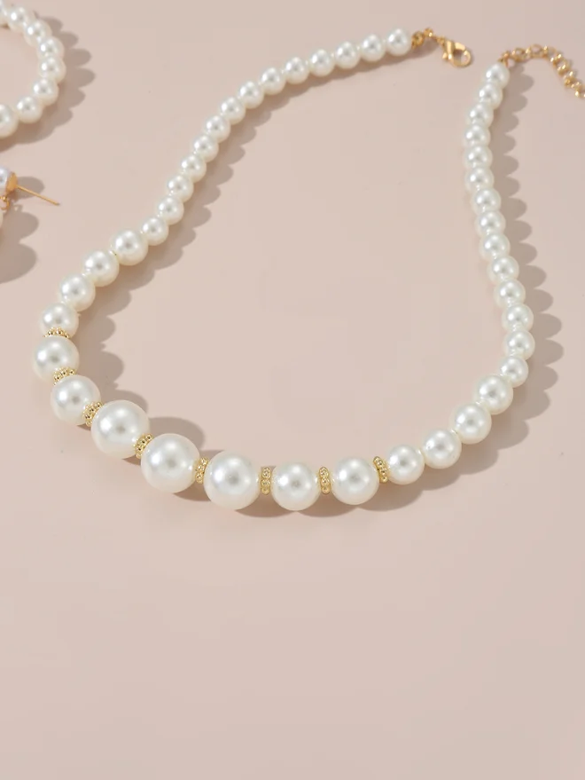 تايك تو Take Two Set of 3 - Faux Pearl Necklace, Bracelet and Earrings