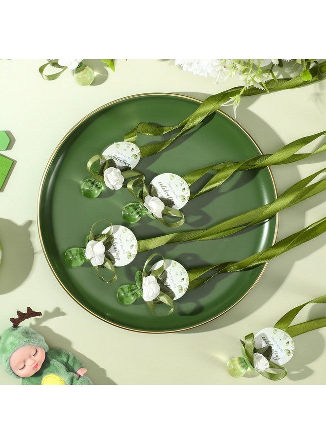 Coume 36 Pcs Sage Green Baby Shower Favors Acrylic Pacifier Necklace Thank You Gift Bulk with Cards for Guests Prizes Baby Shower Games Favors - Image 4