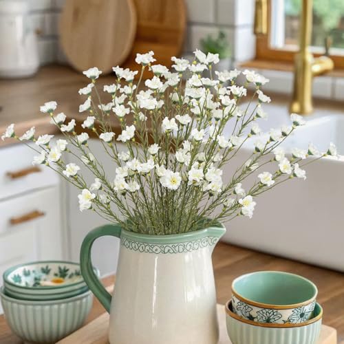 CITYES 10 Pcs Artificial Wildflowers with Stems Bulk Silk Spring Flowers 21 Inch Fake Forsythia Branches White Faux Wildflowers Floral Arrangements for Home Decor Indoor Outdoor Wedding Centerpieces - Image 3