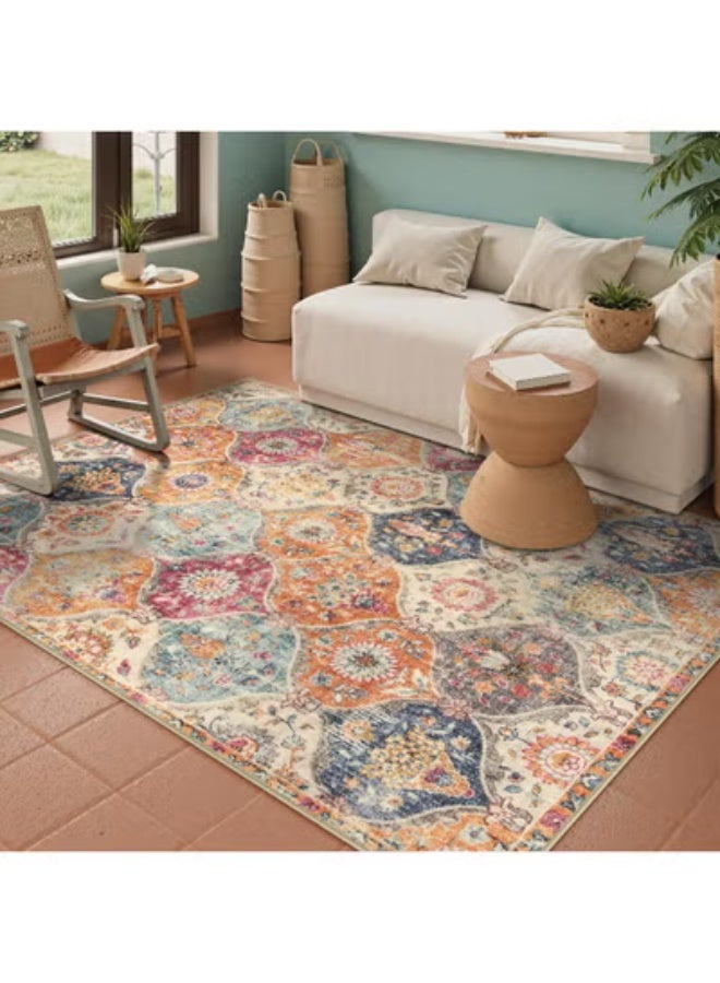 LEFAFA Area Rugs for Living Room, Moroccan Trellis Washable Small Area Rug, Non-slip Oriental Accent Throw Carpet for Kitchen, Office, Entryway Bathroom, Bedroom, Dining Room - Image 1
