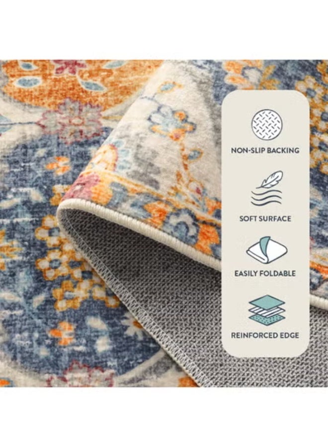 LEFAFA Area Rugs for Living Room, Moroccan Trellis Washable Small Area Rug, Non-slip Oriental Accent Throw Carpet for Kitchen, Office, Entryway Bathroom, Bedroom, Dining Room - Image 4