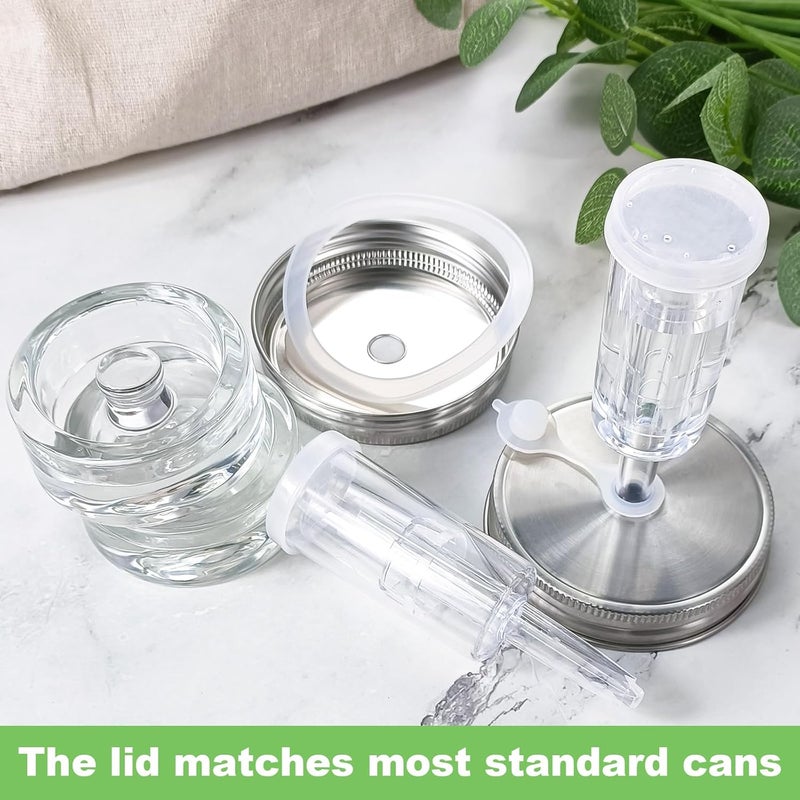JOBVERT Fermentation Kit, 2 Upgraded Fermentation Lids and 2 Glass Fermentation Weights, for 86MM Wide Mouth Mason Jars for Making And Storing Sauerkraut (Jars Not Included) - Image 4