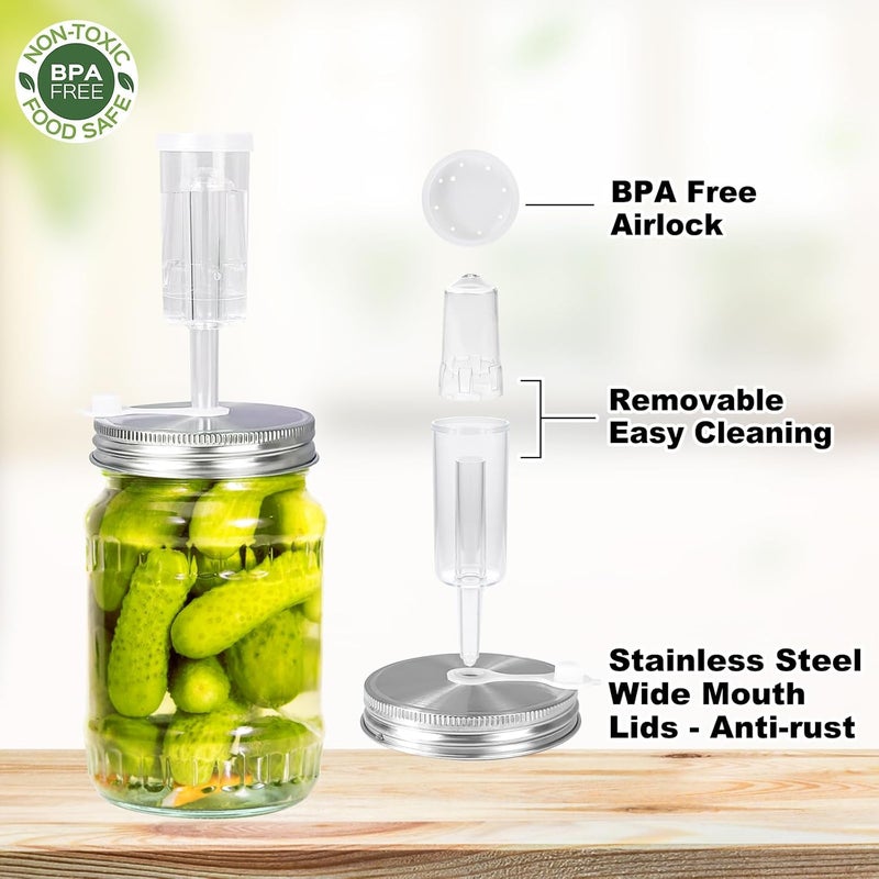 JOBVERT Fermentation Kit, 2 Upgraded Fermentation Lids and 2 Glass Fermentation Weights, for 86MM Wide Mouth Mason Jars for Making And Storing Sauerkraut (Jars Not Included) - Image 2