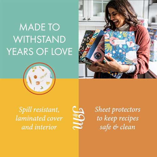 Jot  Mark Jot & Mark 8.5" x 9.5" 3 Ring Recipe Binder with 50 Matching 4x6 inch Recipe Cards, 25 Top & Bottom Binder Sleeve Sheet Protector, 5 Full-Page Undivided Sleeves, 6 Sturdy Divider Tabs, Kitchen Toolkit - Image 5
