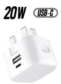 ELTRAZONE Galaxy A04 / A04s / A04 Core USB C Charger Plug 20W Dual Port USB C Fast Charger PD&QC 3.0 USB C Charging Plug Power Delivery Wall Adapter For Samsung Galaxy A04 / A04S / A04 Core (WHITE)  - Image 1
