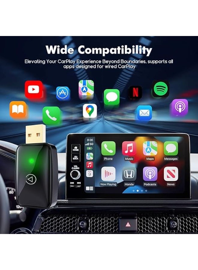 Wireless CarPlay Adapter – Mini USB Dongle Converts Wired to Wireless CarPlay for iPhone iOS 11+ & Android 10+, Compatible with OEM Wired Car Models 2017+ - Image 2