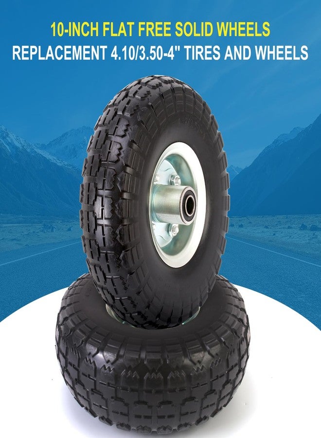 RRQ (2 Pack) 10 Inch Solid Polyurethane Tire 4.10/3.50-4 Tire, 10" Flat Free Wheels with 5/8" Bearings, 2.2" Offset Hub for Garden Cart, Hand Truck, Lawn Cart, Mower - Image 5